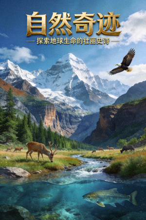 纪录片《自然奇迹》海报，展现壮丽山川与野生动物